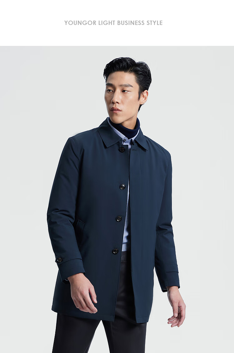 YOUNGOR [Detachable Goose Down Inner Liner Windbreaker] Autumn And Winter Executive Coat, Navy Blue (New), XL (180/100A) 6