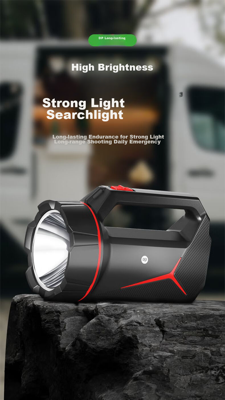DP High-Intensity Long-Range Flashlight, Long Battery Life, Rechargeable Searchlight, Outdoor Emergency Light, Camping And Fishing Lamp 7077 1