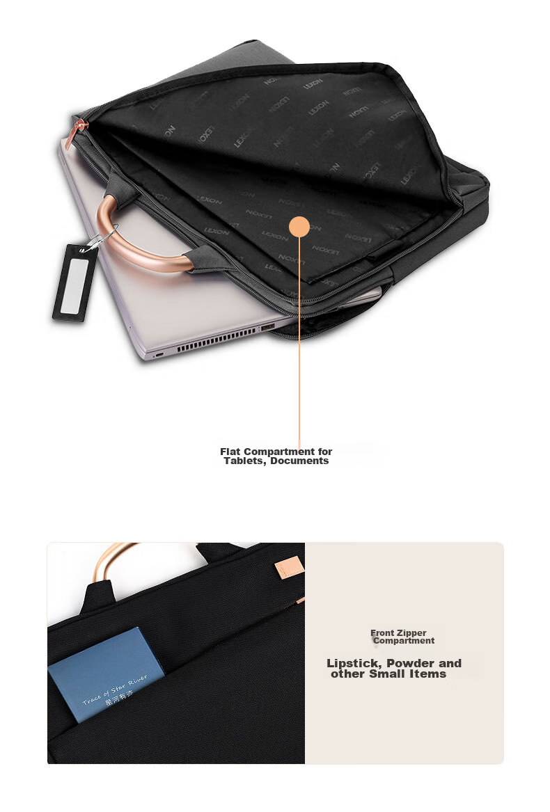 LEXON Business Ultra-Thin Laptop Bag for Women, Double-Layer Handheld Notebook 14-Inch Briefcase Inner Pocket Bag, Valentine's Day Gift 7