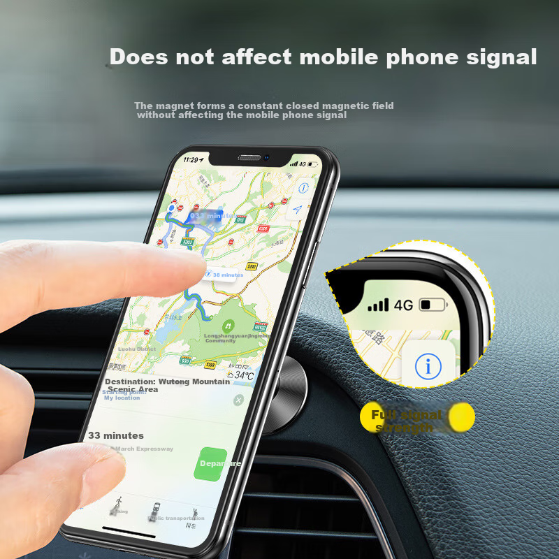 Dijialun Magnetic Car Phone Holder, Suction Cup Mount for Navigation, Center Console Magnetic Stand, Glossy Black
