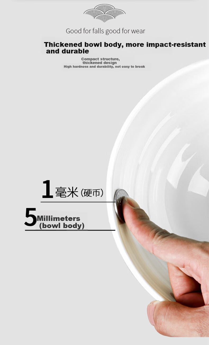 Shiyong Mianan Spiral Noodle Bowl, 7 Inches, Set of 5, Large Soup Bowl, Noodle Restaurant Commercial Tableware, Plastic Bowl, SY-5002 5