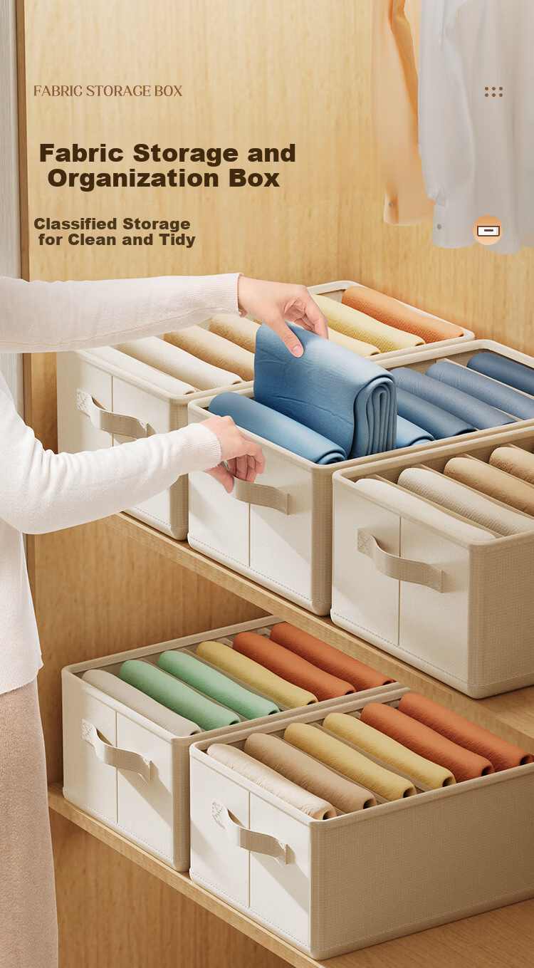 Taili Fabric Hanging Storage Organizer Multi-Layer Bag for Pants, Bags And Clothes Storage, 1 Pack, Beige 1