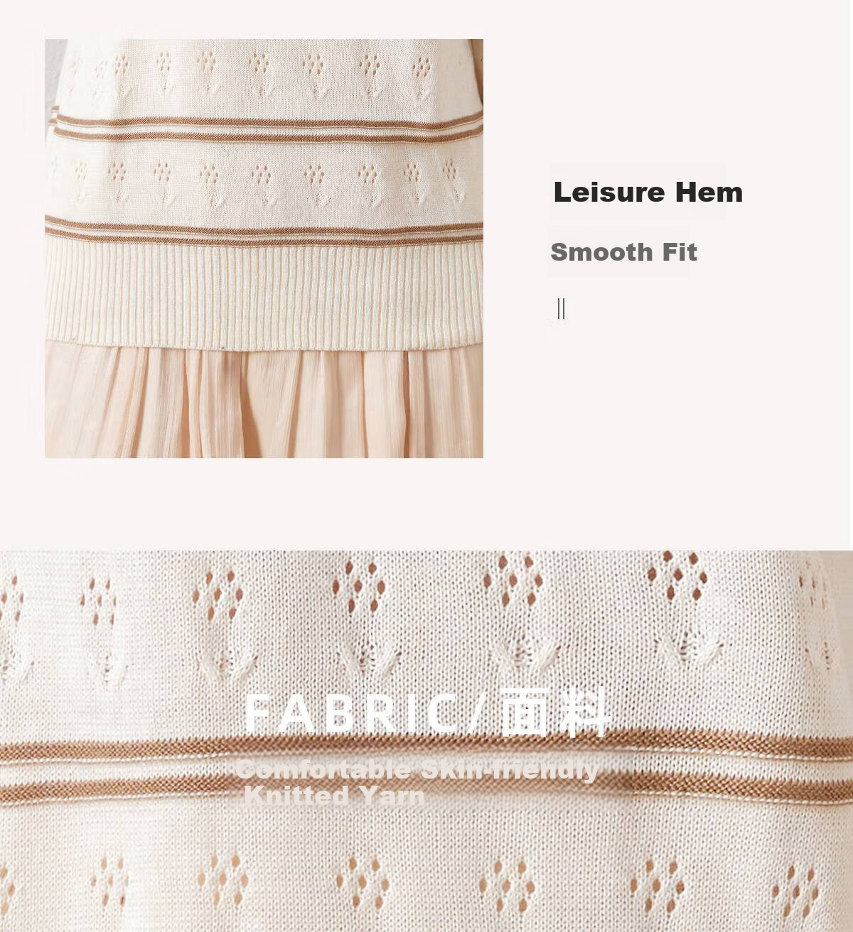 Chushen Women's Autumn And Spring Knit Sweater, Fashionable Casual Round Neck Hollow Striped Thin Long-Sleeve Knitted Top S61Z163 5