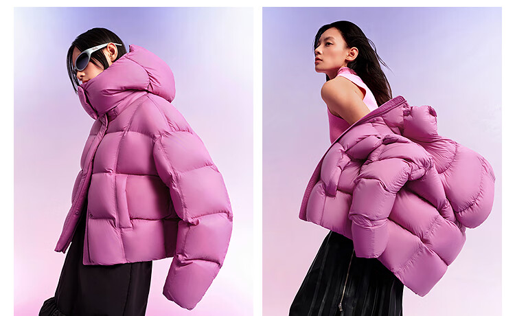 BOSIDENG Off-Season Winter Puff Down Jacket Women 90% Down Thickened Detachable Hood Loose Short Lazy Style Coat 14