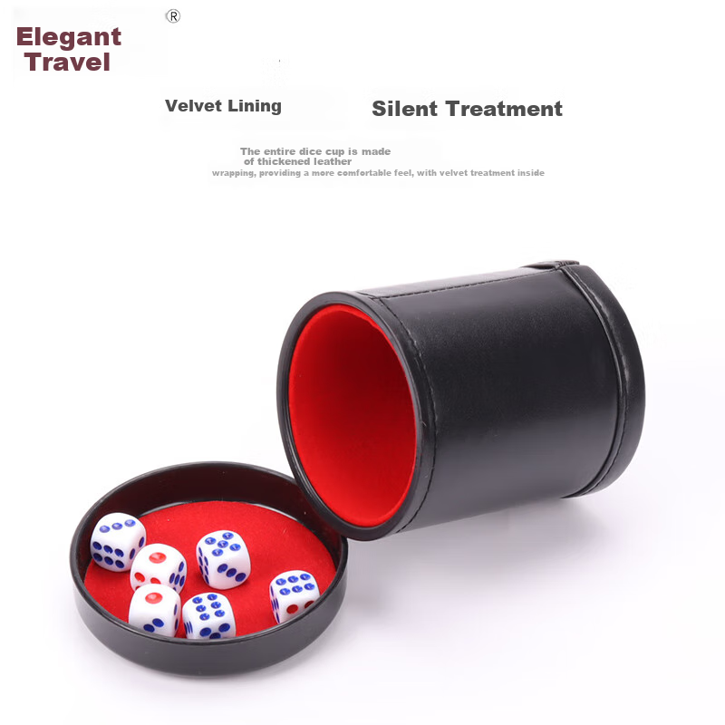 Shenglv Leather Dice Cup Set with Base, 1 Piece, 6 Dice, High-Quality Hotel KTV Use Shaker Cup