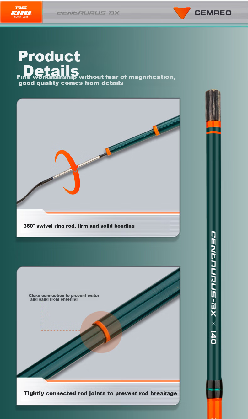 Kemailei Fishing Rod Set for Kids, 2.2m, for Catching Carp And Bream, Portable Mini Stream Fishing Rod, Gree 6