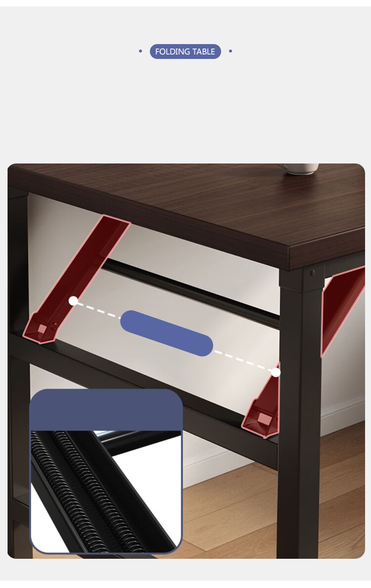 Annafu Folding Table Computer Desk Study Desk Writing Desk Office Desk Dining Table Long Table BGZ718 Double Layer 100*50 7