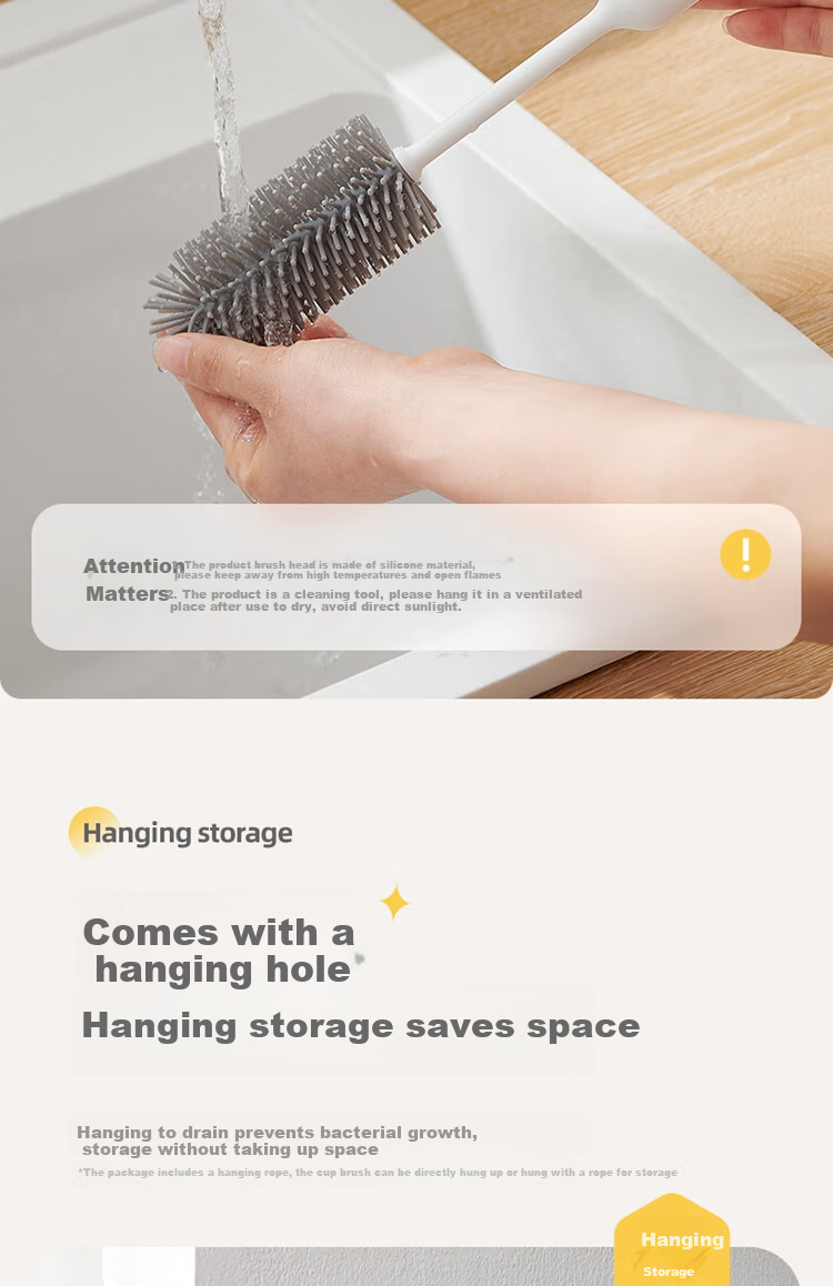 Ecoco Bottle Brush, Milk Bottle And Thermos Cup Cleaning Brush, Three-In Multifunctional Long Handle Specialized Brush E25202 Yellow 14