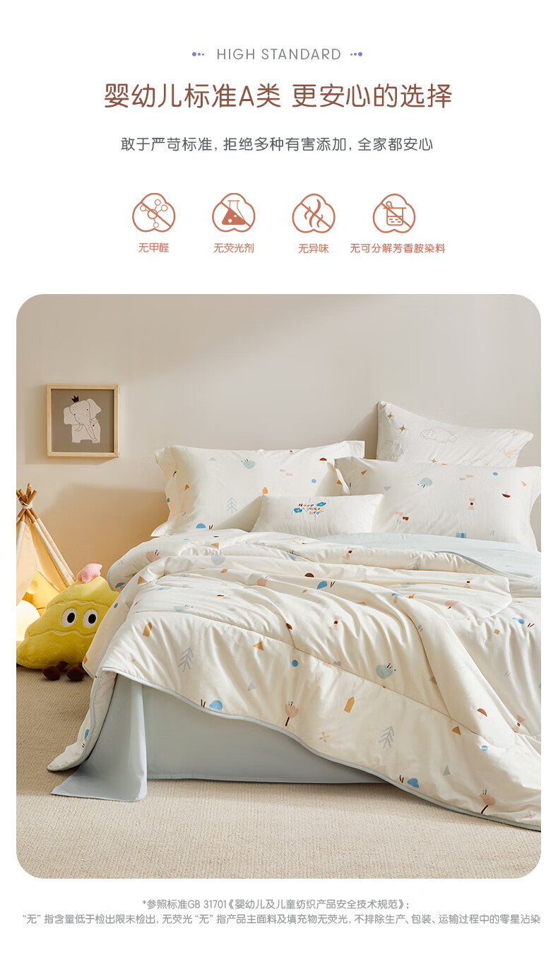 Luolai Children's Quilt 100% Cotton Washable 50% Soybean Filling Class A Antibacterial Pure Cotton Four-Season Warm Quilt 3