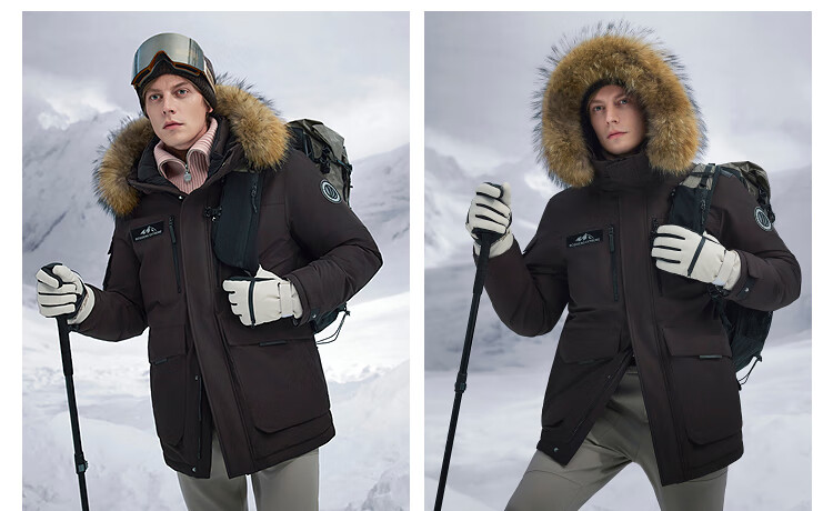 Bosideng Extreme Cold Goose Down Jacket Unisex Couple Thickened Winter Warm Windproof Coat with Large Fur Collar 19