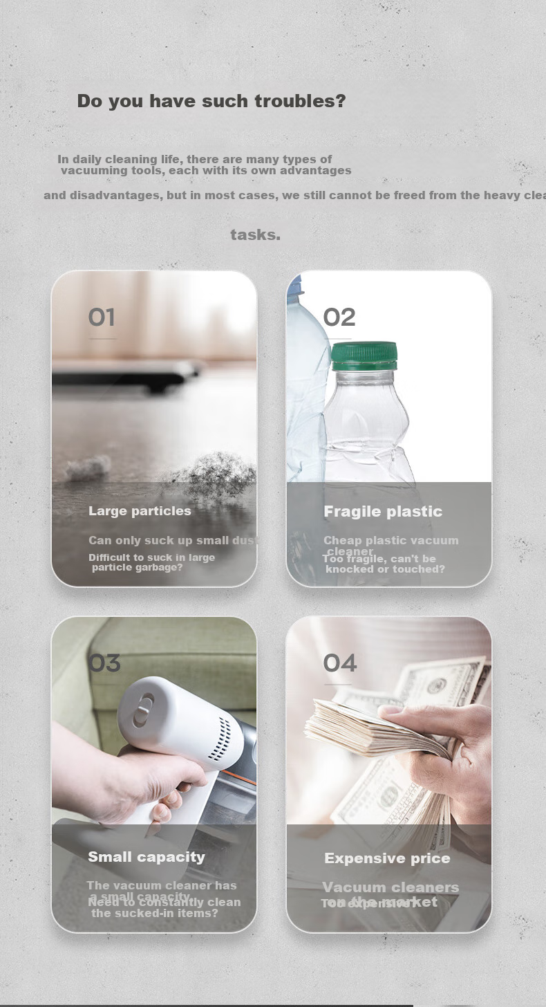 Yili Vacuum Cleaner, Car And Home Use, Handheld Canister Type, 22000pa Ultra-Strong Suction, Industrial Cleaning, Carpet And Bed Powerful Vacuum for Cat Hair Removal, Small Dust Removal Device, 6253-10L 4