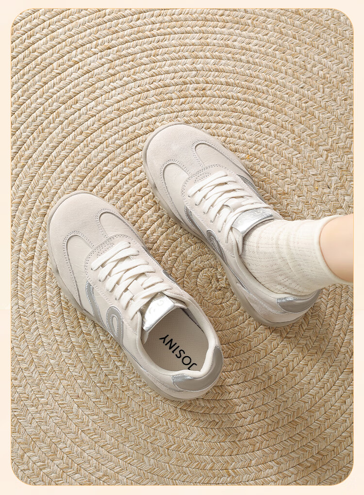 Zhuoshini 7cm Height Increasing German Training Shoes Women Breathable Casual Sneakers Sports Shoes Stylish Versatile Silver Size 38 15