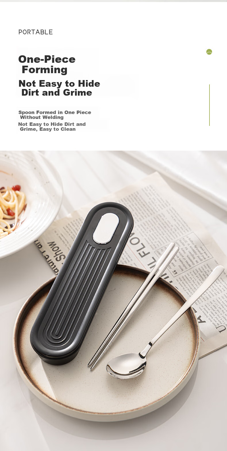Guangyi Food-Grade 304 Stainless Steel Portable Cutlery Set with Chopsticks, Personal Use for Students And Adults, Including Chopsticks, Spoon, Fork, And Box GY7358 4