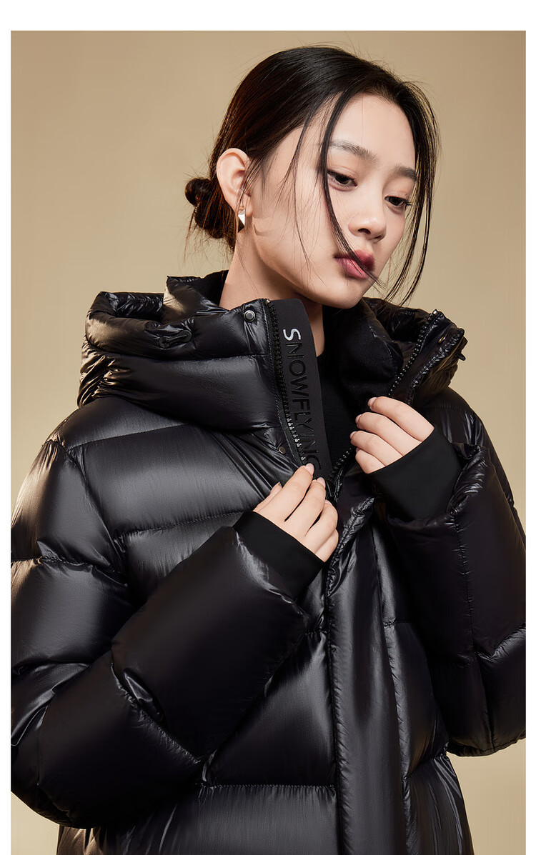 Snow Flying Obsidian Goose Down Hooded Thickened H-Edition Down Jacket Recommended by Cheng Yi 6