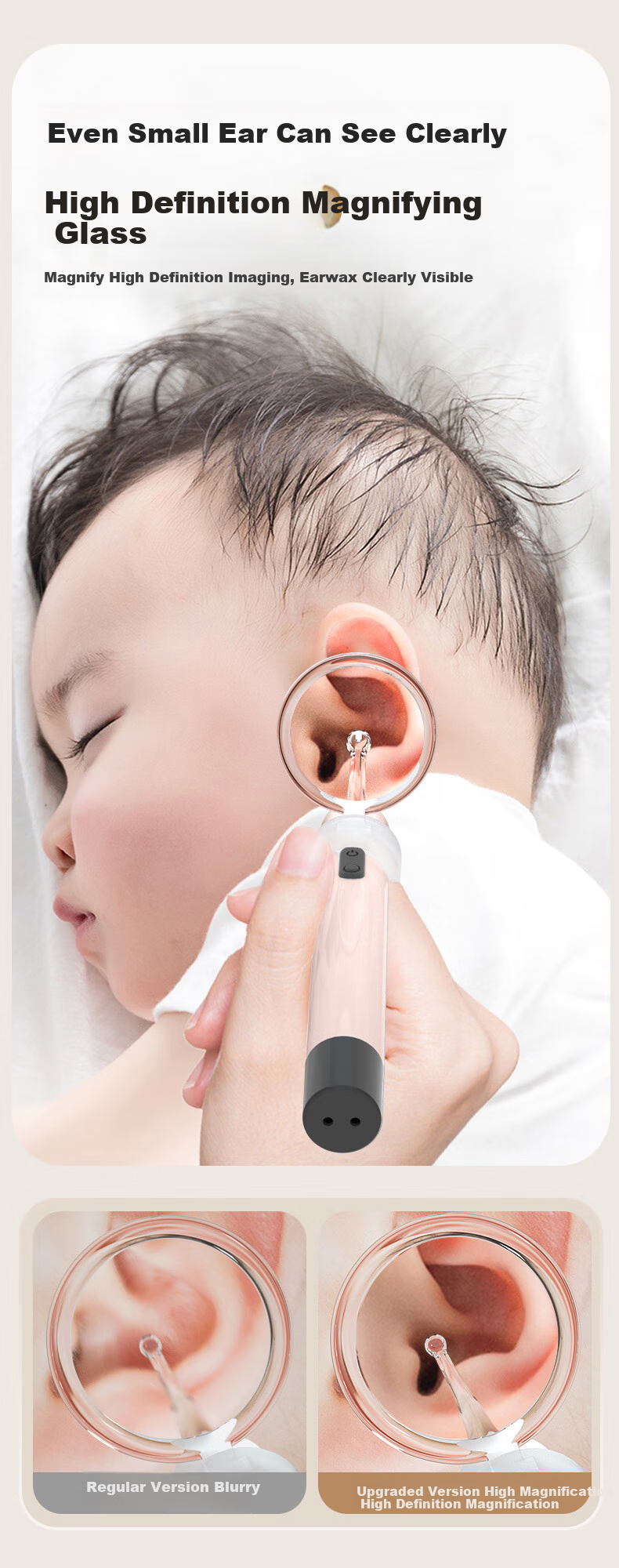 Baoshi Children's Ear Pick, Light-Up Visible Ear Cleaning Tool, Rechargeable Portable Ear Cleaning Kit Set 5