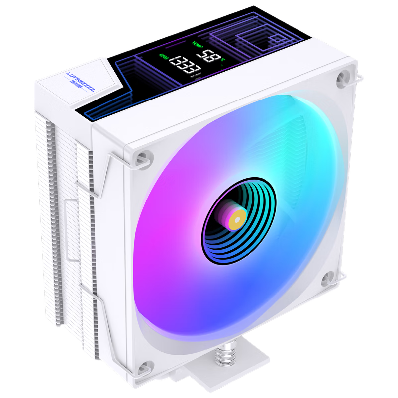 Raijintek UK6000 White Digital Display CPU Air Cooler 6 Heat Pipes ARGB Sync Compatible with LGA1700/AM5 PWM Temperature Control