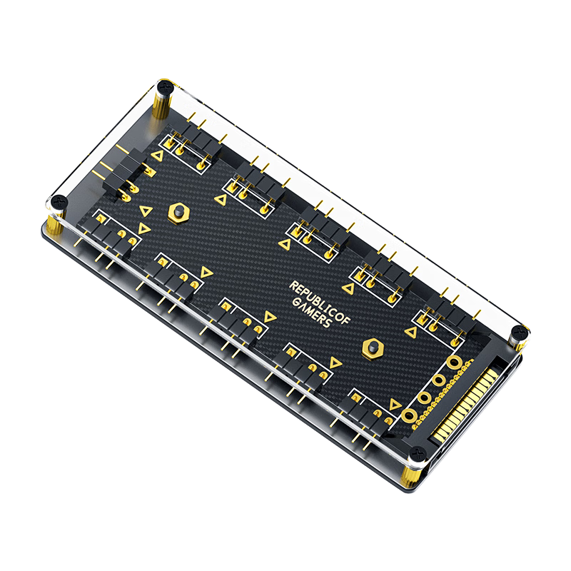LinkStone ARGB Graphics Card Light Hub, Cooling Fan Synchronization Adapter Board, Suitable for Case Fans And Water Cooling Radiators Synchronization, 10-Channel Splitter