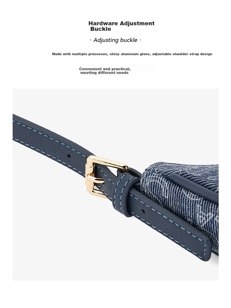St&Sat Women's Handbag Shoulder Bag Tote Bag Underarm Bag Trendy Versatile Denim Blue Crescent Bag 520 Gift 11