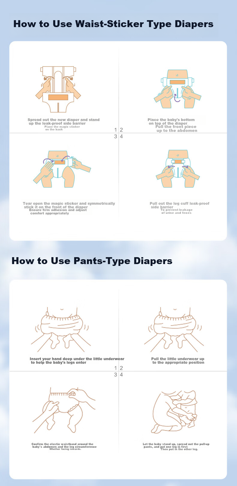 Qian Panda Shea Butter Oil Baby Diaper Pull-Ups, Size 2XL, 20 Pieces, 26-30 Lbs, Ultra-Thin Breathable Growth Pants 3