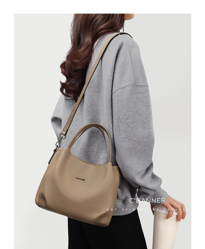 C.BANNER First Layer Cowhide Women's Handbag Large Capacity Shoulder Crossbody Bag Birthday New Year Gift for Girls Girlfriend 2