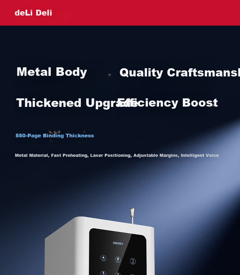Deli 55mm Accounting Voucher Automatic Binding Machine, 550-Page Financial Binder, Electric Binding Machine, Office File Riveting And Hot-Melt Binding Machine, Document Puncher with Metal Body 4