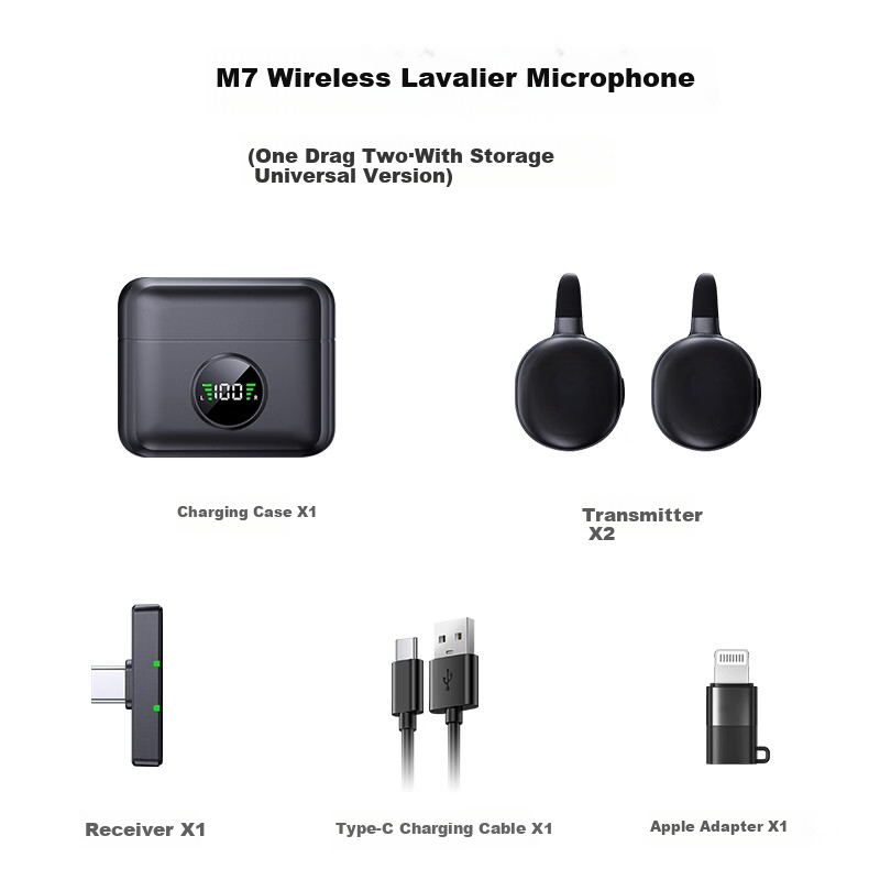Haomuren Wireless Lavalier Microphone, Dual-Channel Audio Pickup, Outdoor Noise Reduction, TikTok Live Streaming, Video Recording Sound Card, Live Streaming Equipment, Voice Recording, Computer And Mobile Phone Compatible 9