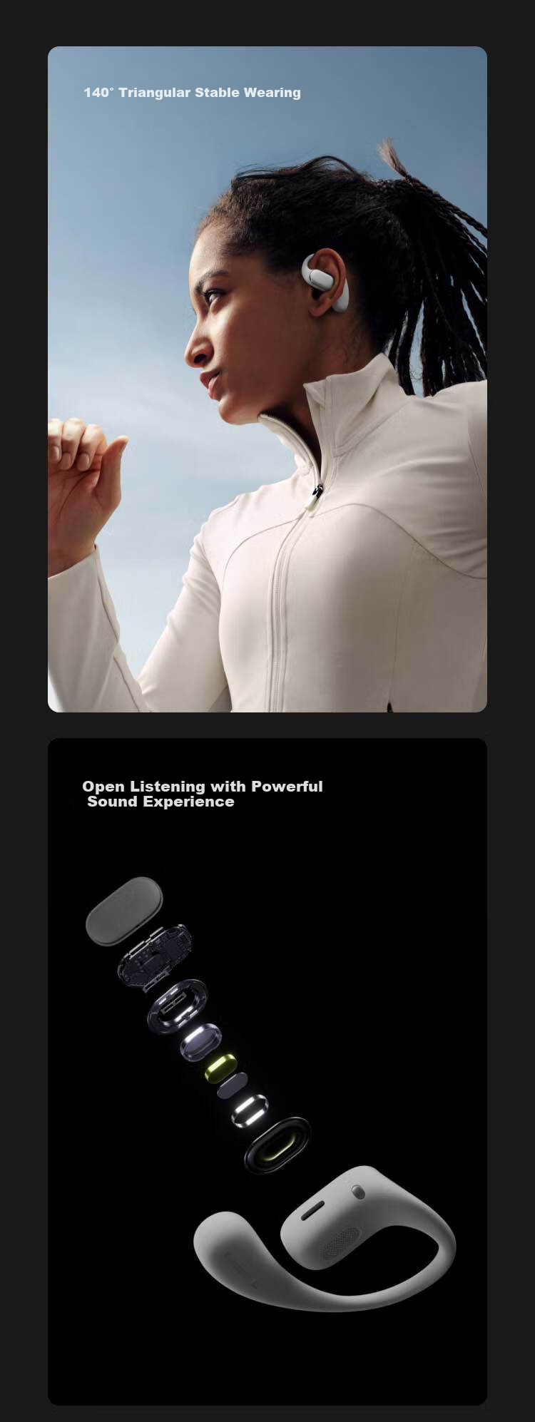 HUAWEI FreeArc Earphones, Bluetooth Sports Open-Ear Headphones, Secure Fit, Open Listening, IP57 Dust And Water Resistant, Warm Cloud White, Suitable for Men And Wome 3