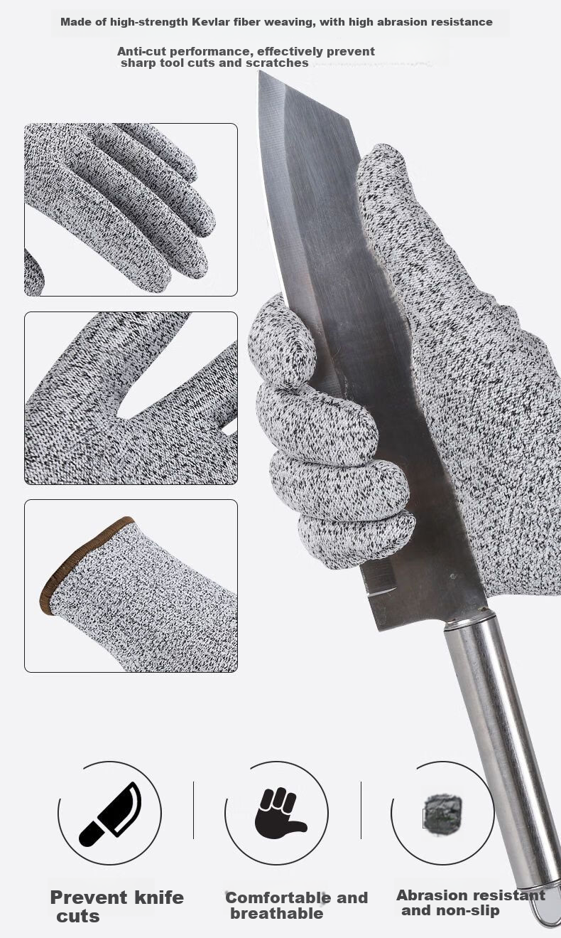Lugong Level 5 Cut-Resistant Gloves, PU Latex Palm Coating, Heat Insulation Waterproof Non-Slip Wear-Resistant for Manual Work, Vegetable Cutting Hand Protection Woodworking Anti-Cut Tactical Anti-Cutting, Labor Protection for Men And Women, 2 Pairs Per Pack 6