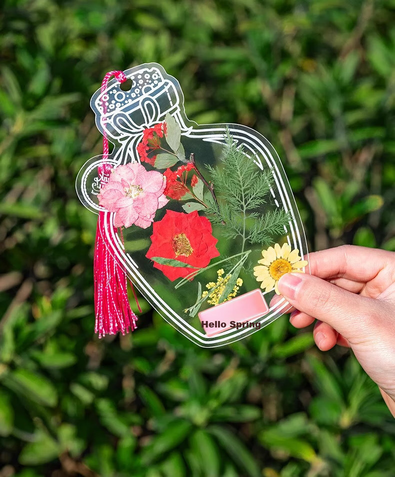 Jiamo [Popular Product], Transparent Dried Flower Bookmark DIY Craft Kit, Specimen PVC Laminating Film, Creative Plant Leaf Embossed Petals, Hanging Bottle Collection for Summer 7