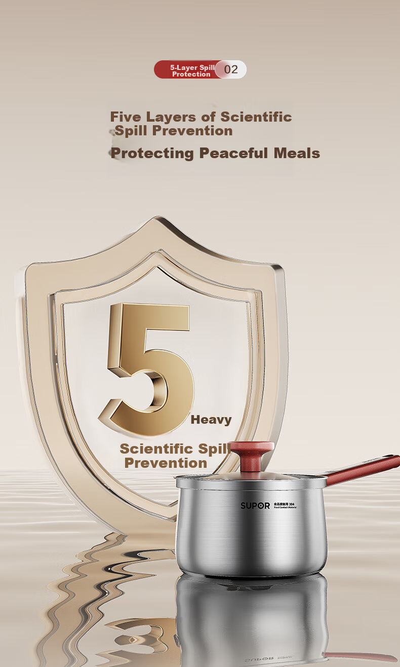 SUPOR Milk Pot, 18cm Stainless Steel Non-Spill Series, Heightened And Deepened, Baby Food Pot, Soup And Noodle Pot, Suitable for Open Flame And Induction Cooktops 4