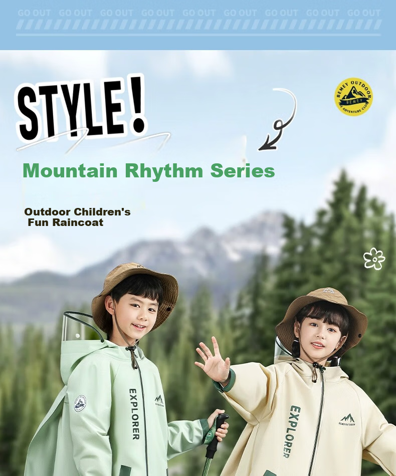 Beimei Children's Raincoat, for Elementary School Students' Daily Use, Long Full-Body Design for Boys And Girls, with Backpack Space, Heavy-Duty Rain Poncho 1