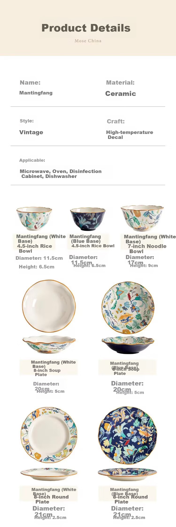 Mose Fresh Tableware Ceramic Bowl And Plate Set, Home Use Bowls And Plates with Chopsticks, Aesthetically Pleasing Housewarming Gift Set, 36 Pieces 14