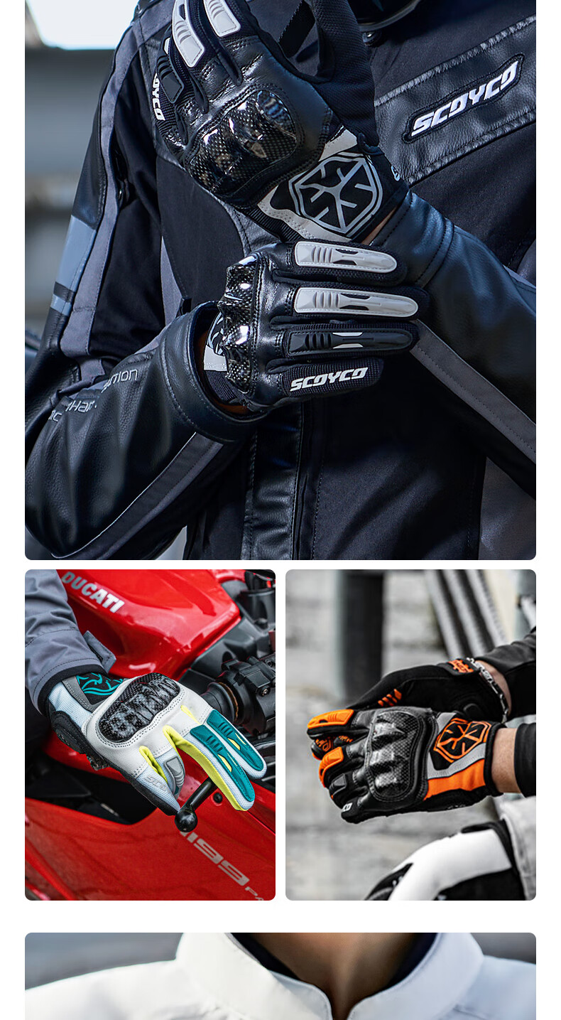 SCOYCO Cloud Bird MC122 Motorcycle Riding Gloves, Racing Bike Carbon Fiber Anti-CE Protective Touchscreen Gloves for All Seasons, Suitable for Men And Wome 12
