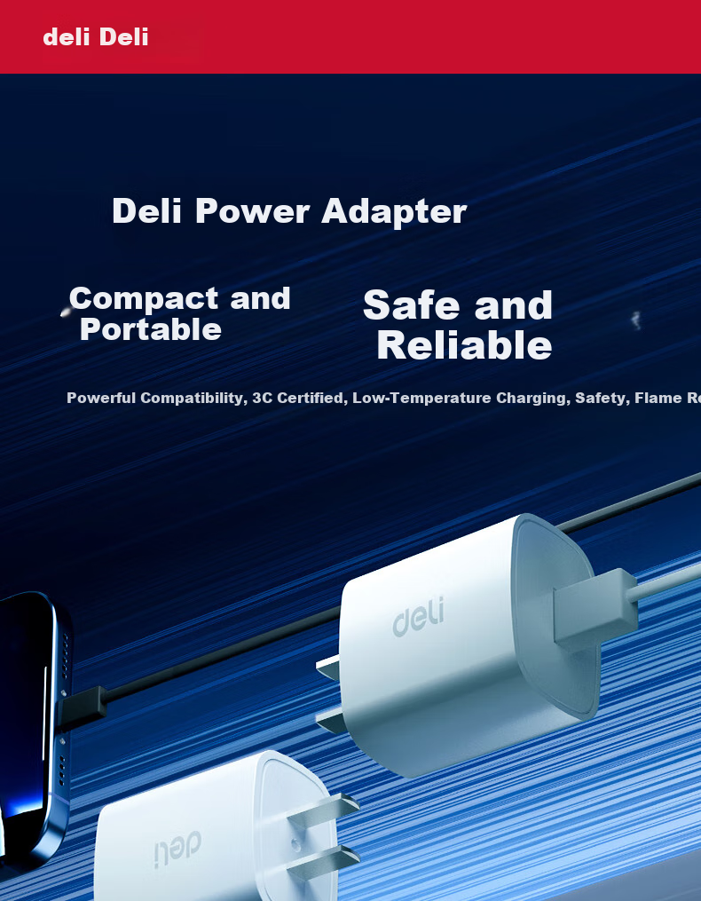 Deli Charger Set: PD20W GaN Fast Charging Adapter + 1.2m Type-C to Lightning Data Cable for Apple IPhone 8-14 Series Phones And IPad, Earphones 1