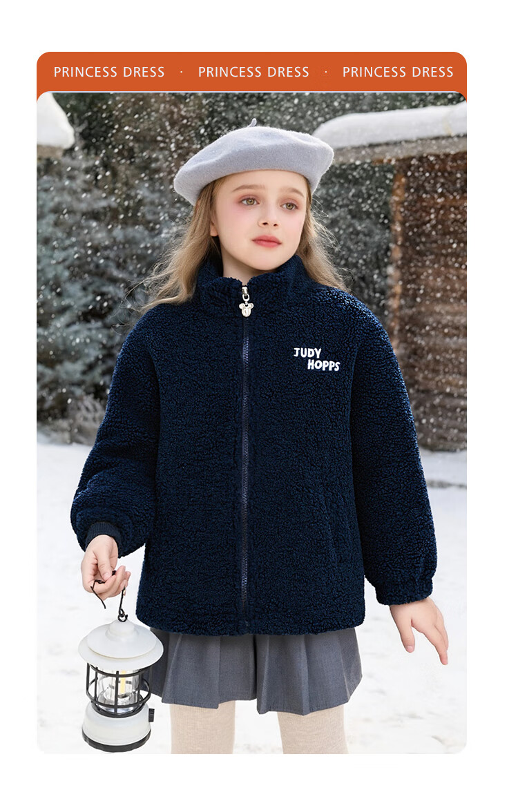 Disney Girls' Fleece Jacket 2026 Winter New Children's Zootopia Warm Stand Collar Top 12