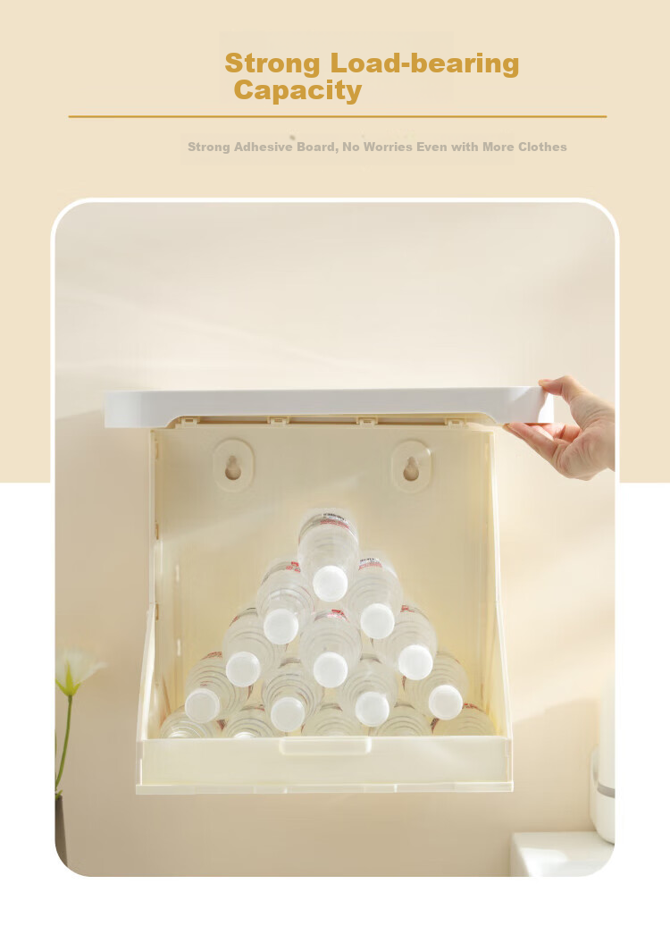 Fanyejia Bathroom Wall Painting Storage Box, Toilet Clothes Organizer, Waterproof No-Drilling Wall-Mounted Folding Storage Cabinet, Storage Rack 8