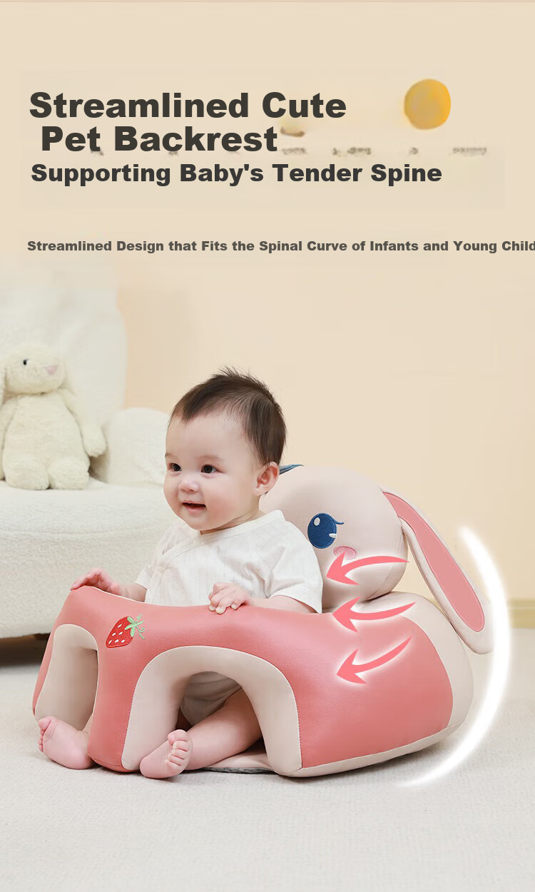 Aibaoshi Baby Learning Chair, Infant Practice Seat Cushion, No-Wash High Chair, Anti-Fall Sofa, for 4 Months to 3 Years Old, Rabbit Design, No-Wash Model S764 6
