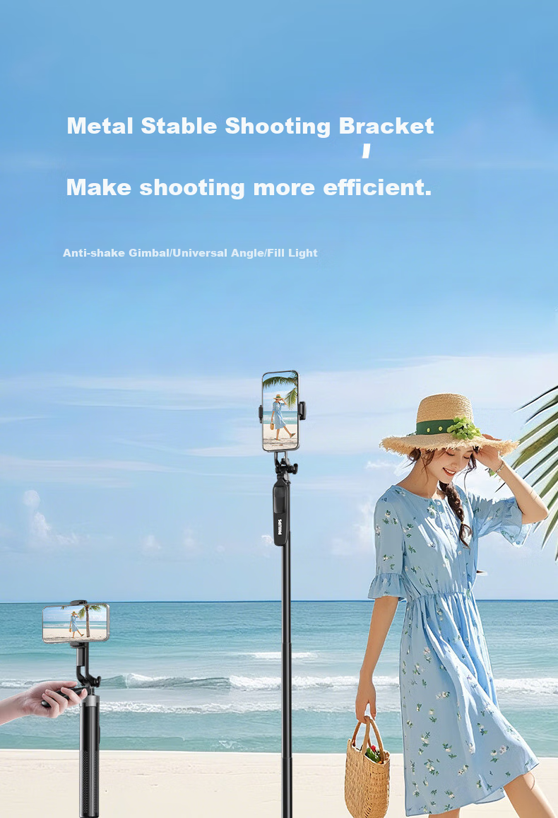 PHILIPS Mini Handheld Selfie Stick for DJI Action6/5pro/4 Action Cameras, Portable Travel Photography Tool, Outdoor Live Streaming And Vlog Shooting Tripod 5315 1