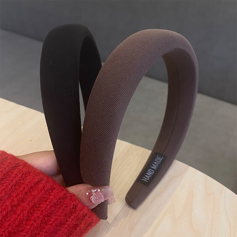Dongyi Premium Simple Versatile High Crown Brown Wide Headband Slim Face Sponge Press Hair Black Hairband for Women 2