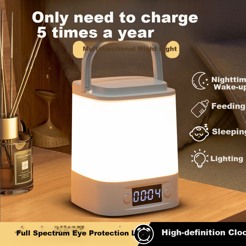 Du Pai Clock Night Light, Baby Feeding Night Light, Rechargeable Bedroom Bedside Lamp, Ambient Light, Touch-Controlled Sleep Companion Lamp, Patting Light