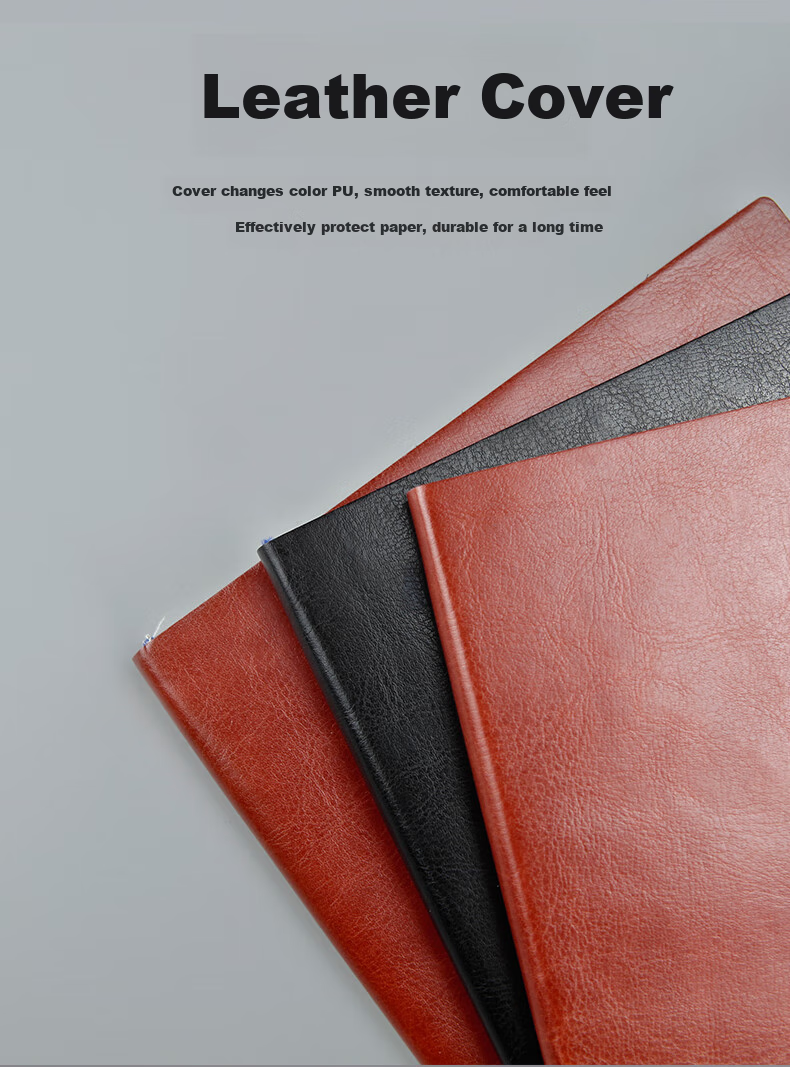 Bailiwen B10418 Brown Notebook, 18K Leather Cover, Journal, Writing Pad, Diary, Meeting Minutes Book, Business Work Office Notebook 2