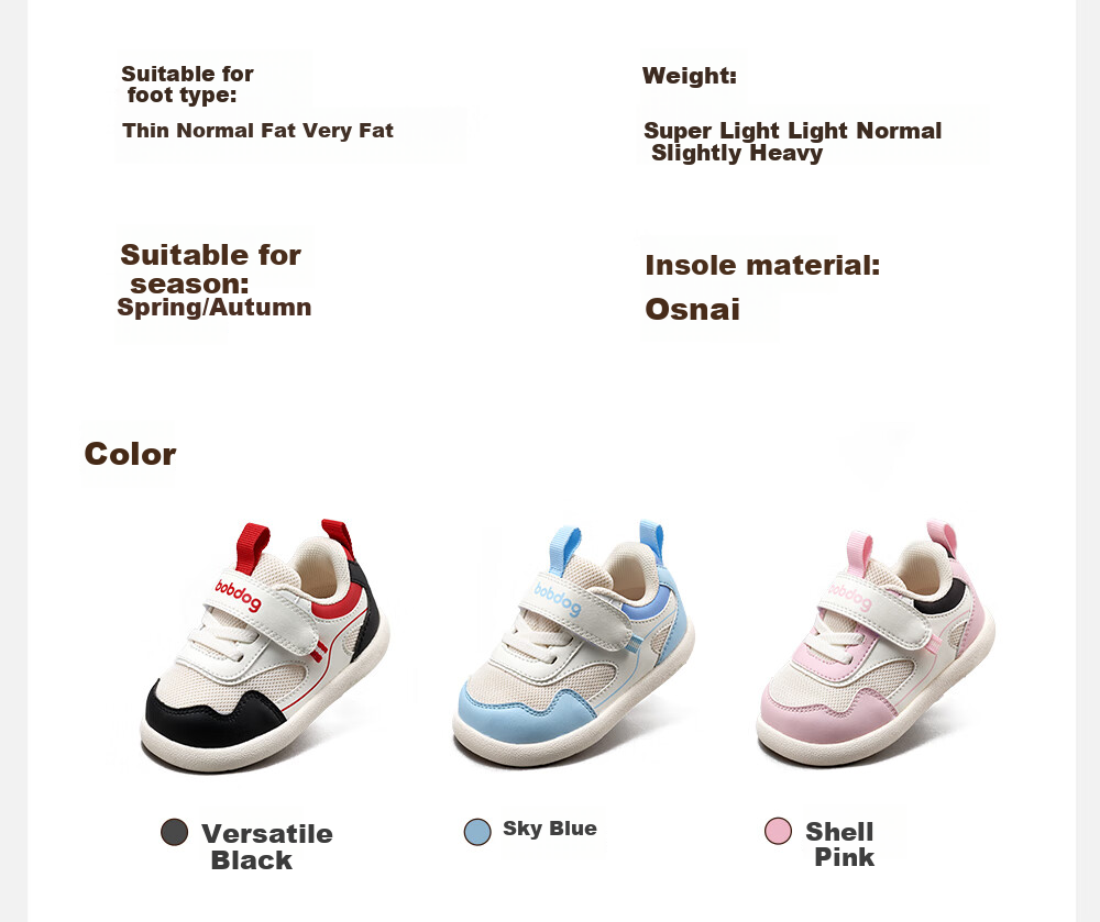 BOBDOG Children's Shoes, Toddler Walking Shoes for Boys And Girls, Spring Non-Slip Functional Shoes, Infant And Toddler Shoes for Boys And Girls, Versatile Black, Size 20 3