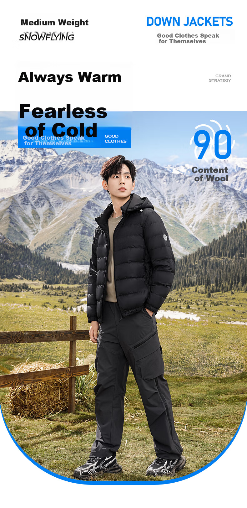 SNOWFLYING 90% Down Lightweight down Jacket for Men with Detachable Hood, Autumn And Winter Fashion Casual Short Warm Coat 170 1