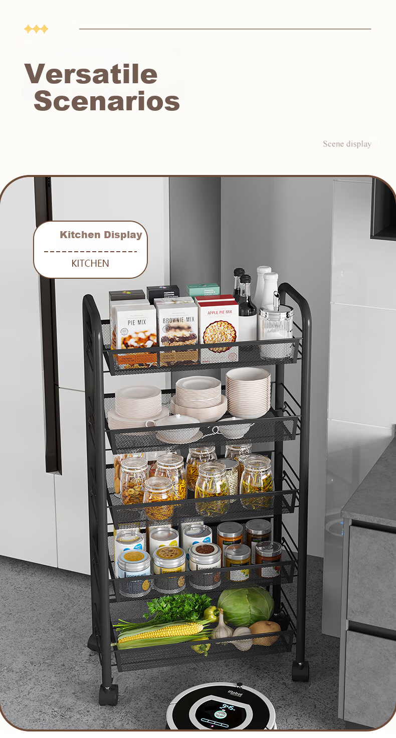 Nanye Small Cart Storage Rack Multi-layer Mobile Household Children's Snack Storage Rack with Hooks ZWC-1 10