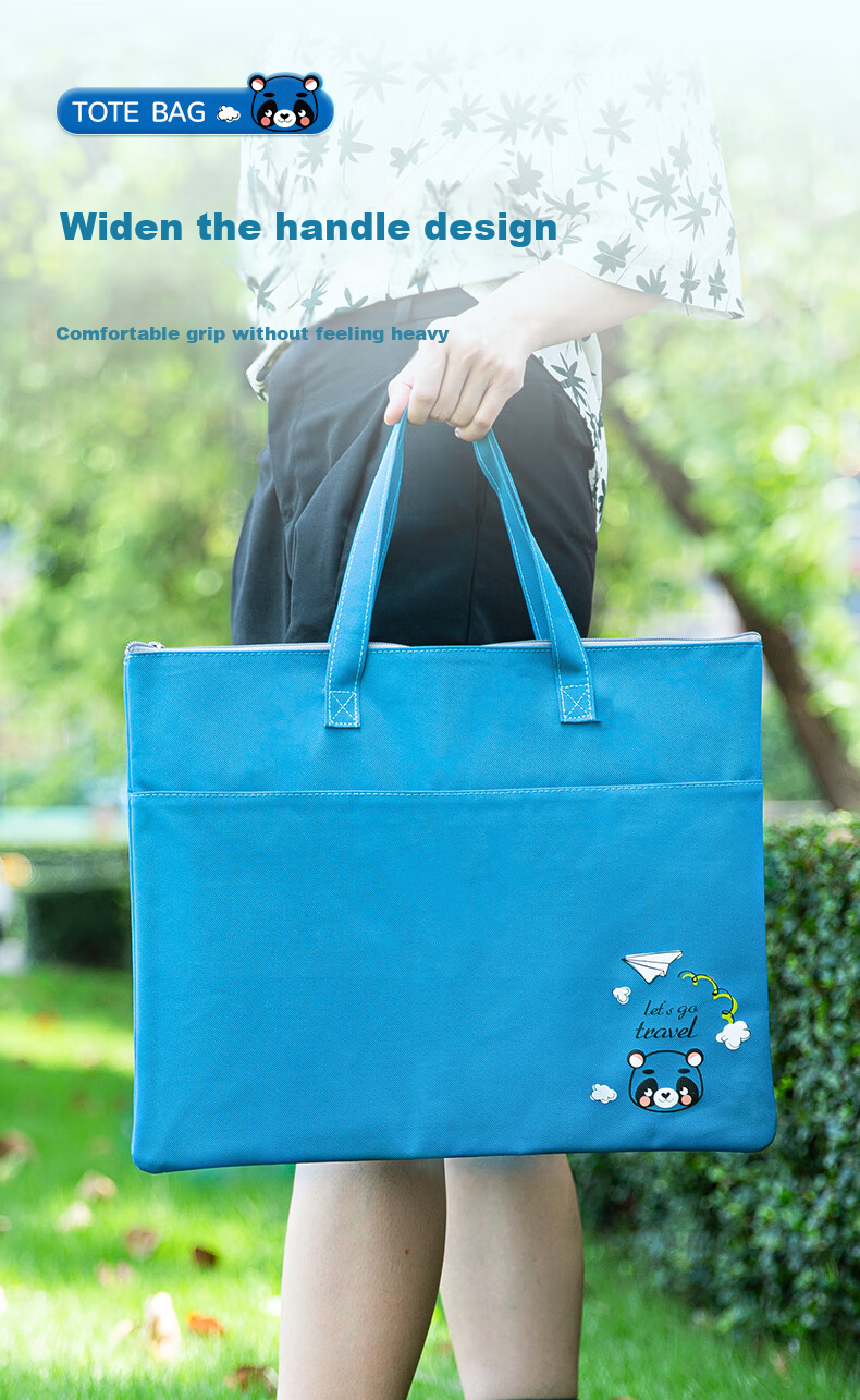 Jindeli A3/8K Mesh Transparent Art Bag, Study Bag, Tutoring Bag, Elementary School Student Handbag, Book Carrying Bag, Middle School Student Tutoring Bag, Canvas Bag, Art Bag, Exam Bag, Blue DC1938 5