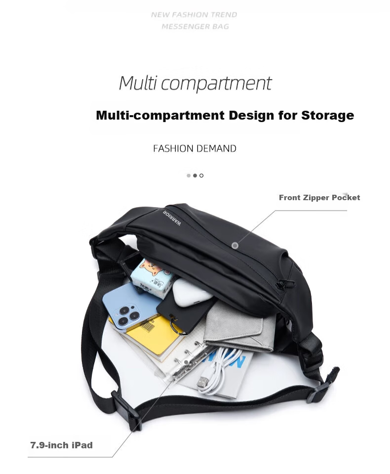 Huili Magnetic Buckle Men's Functional Crossbody Bag, Chest Bag, Shoulder Bag, Large Capacity, Trendy Casual Cycling Sports Sling Backpack 5