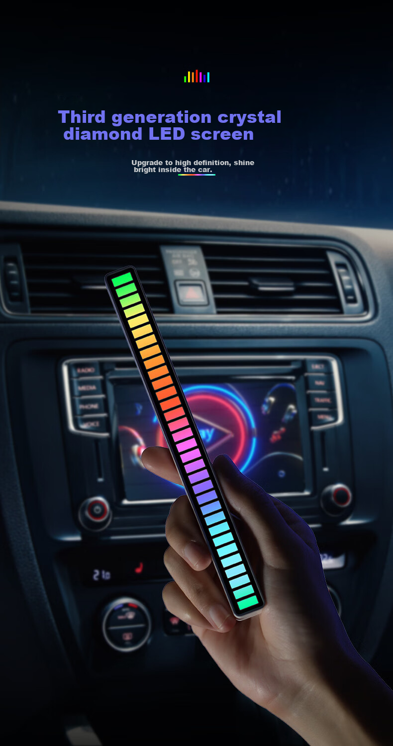Dijialun Car Interior Ambient Light RGB Sound-Picking Car Audio-Controlled Music Rhythm Light Computer Desktop Decoration, White 4