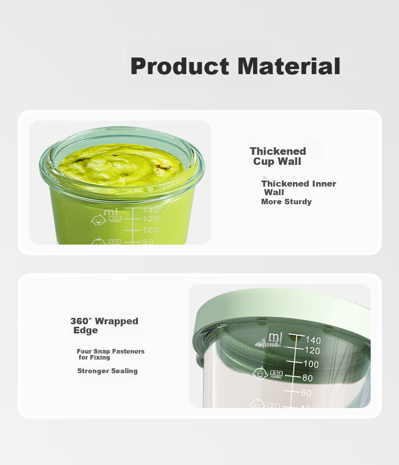 Baoshi Baby Food Storage Containers, Glass Bowls for Infants, Airtight Sealed Molds for Steaming, Cooking, Portioning And Freezing (Square + Round), Set of 2 10