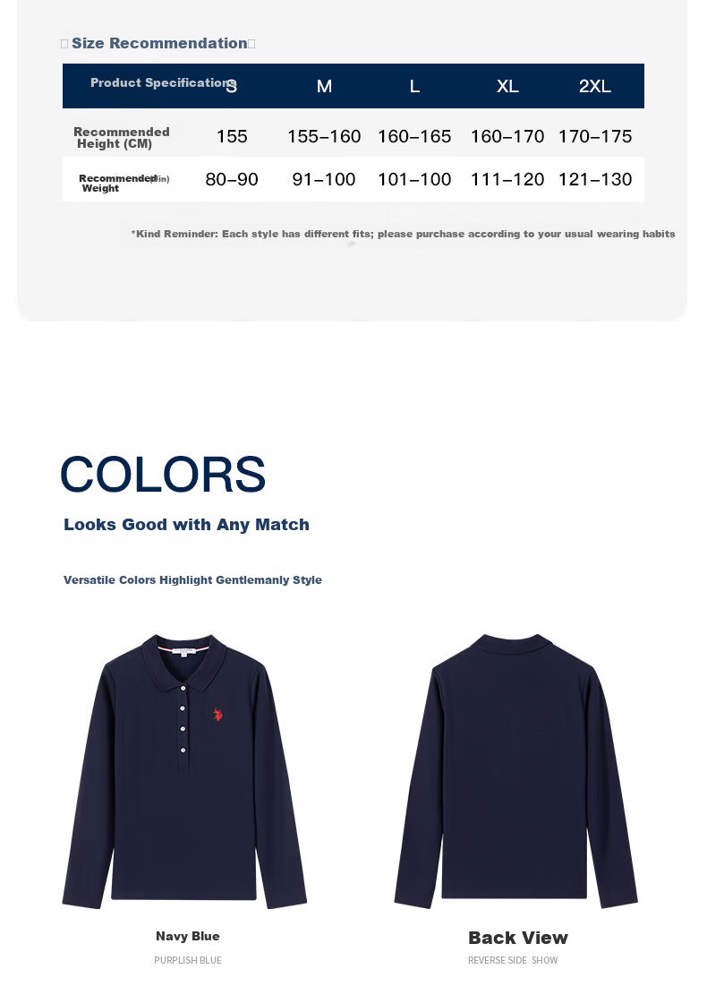 U.S. POLO ASSN. Women's Polo Shirt, Autumn And Winter Business Casual Long-Sleeve T-Shirt, Ladies' Turndown Collar, Warm Fleece Brushed Warm Top 8