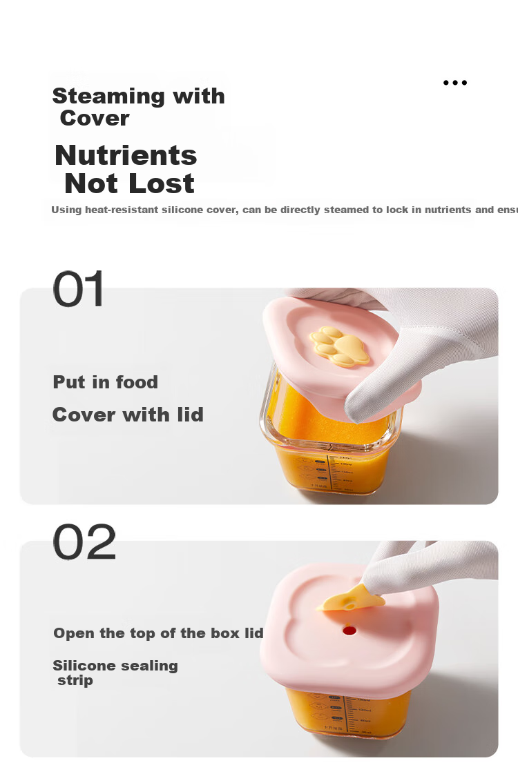 Shiyuejiejing Baby Food Storage Container, Glass Food Preservation Box, Infant Food Storage Jar, Suitable for Steaming, Cooking, And Freezing 3